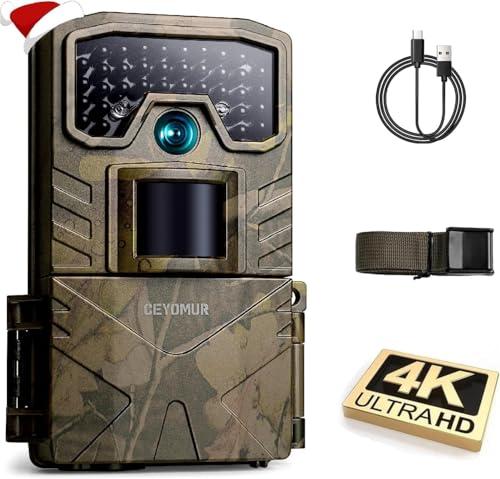 CEYOMUR Fototrappola 4K 30fps, Fotocamera caccia con IR Visione Notturna, Timer e Design Impermeabile IP66 per la Caccia e l'osservazione la Fauna