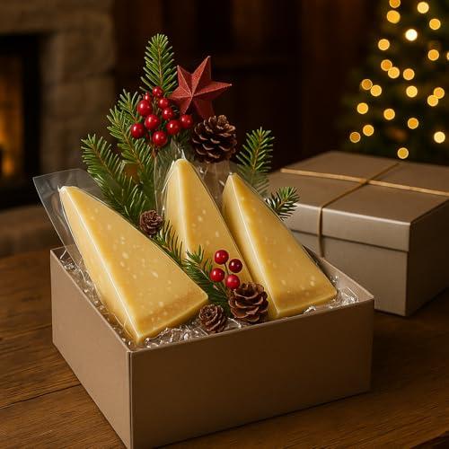 CONFEZIONE REGALO “Tris di Parmigiano” – Parmigiano Reggiano 24 Mesi, 30 Mesi e 36 Mesi in Pezzi da 250 g – Selezione di Stagionature – Idea Regalo Gourmet
