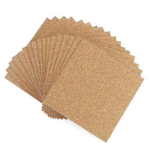 17 Fogli di Sughero Autoadesivi, 1 mm di Spessore, 10 x 10 cm, Rettangolari per Sottobicchieri, Tappetino, Decorazione da Tavolo e Parete, Fai da Te