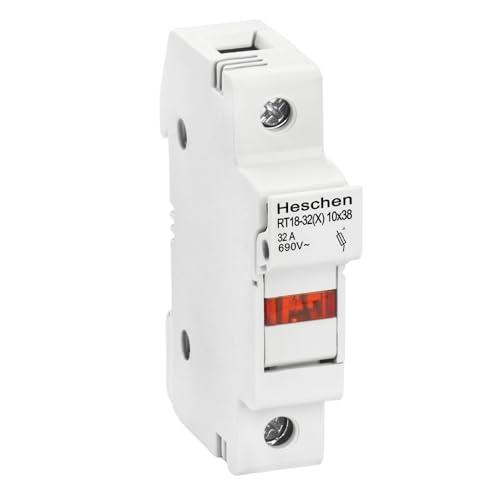 Heschen Base portafusibile cilindrico RT18-32(X) 32A AC690V 1 polo DIN montaggio su guida per RT18 RO15 fusibile 10 x 38 mm CE elencato
