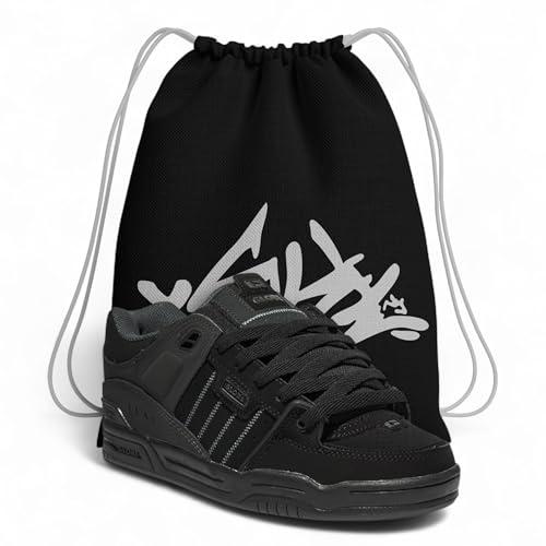 Scarpe da Skateboard – Scarpe Globe Fusion Black Night da Ginnastica Unisex Skate – Sneakers Resistenti con Sacca Abbinata (Sistema Taglie Calzature EU, Adulto, Numero, Larga, 38.5)