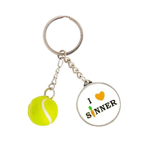 B.a.u.q.o.o. Portachiavi Sinner Tennis Gadget Sport Pallina da Tennis Portachiavi Uomo Donna Idea Regalo Tifosi del Grande Campione Italiano Numero Uno del Mondo