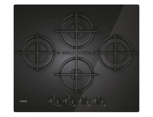 Candy Moderna Gas on Glass Piano Cottura a Gas 4 Fuochi, Vetro Temperato, Griglie Lavabili in Lavastoviglie, AxLxP 0.8x59,5x51 cm, Nero - CVG6DTB