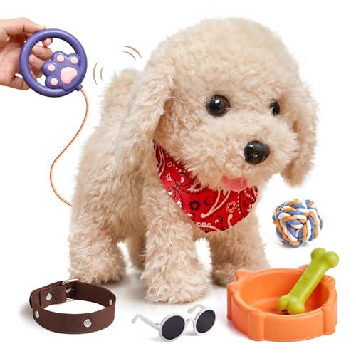 TUMAMA Peluche Cane Giocattolo che Cammina e Abbaia, Cagnolino che Abbaia e Cammina, Cagnolino Interattivo per Bambini con Guinzaglio, Elettronico Cane Robot Pets Alive per 3 4 5 6+ Anni Regali