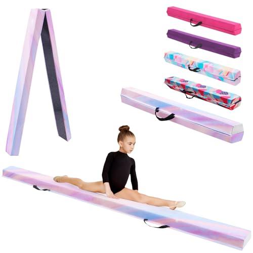 KIKILIVE Trave d'Equilibrio Ginnastica con Superficie in Ecopelle Eva+EPE in 3 Misure (240cm/270cm/300cm) Pieghevole per Bambini & Adulti + Borsa Trasporto