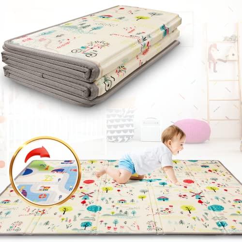 Tappeto Per Bambini e Neonati Reversibile e Non Tossico, Pieghevole e Impermeabile in Schiuma Per Bimbi. Per la Camera del Bambino o della Bambina. Grande Formato SUPERBE BEBE® Regalo Bambino