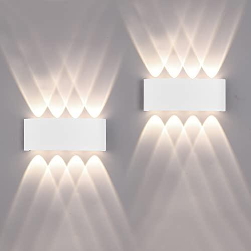 2 Pack Applique da Parete Esterno/Interno LED Applique da Esterni 16W 1600LM Up Down Lampada da Parete IP65 Impermeabile Moderno Lampade Muro Alluminio Bagliore su e giù (Bianco 4500K luce naturale)
