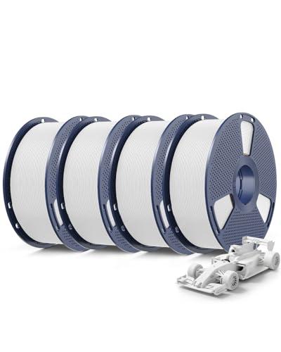 SUNLU Bundle 4KG Filamento Rapido PLA Plus 2.0, Filamento PLA+ Alta Velocità 30-600mm/s per Stampante 3D 1.75mm ±0.02 mm, Bobina Riusabile 1kg, 4 Bobine in Totale (4x Bianco)