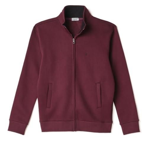 Coveri Felpa Uomo Aperta Senza Cappuccio Zip Intera Invernale Felpata con Tasche Pesante (XL - Bordeaux)