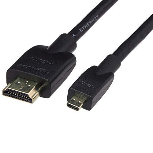 Amazon Basics Cavo da micro HDMI a HDMI, flessibile, 1.8 m, Nero, Per Televisore