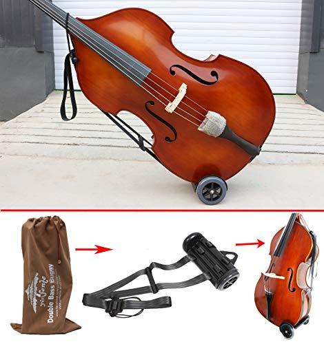 Carrello per il trasporto del contrabbasso, posizione verticale, per contrabbassi da 1/10 a 4/4, con ruote Buggy