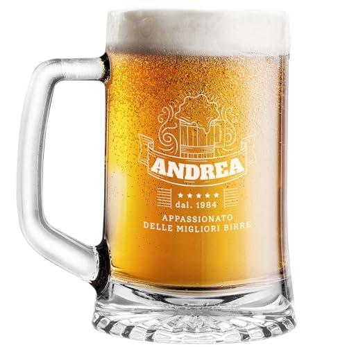 STAMPATEK Boccale per la Birra Personalizzato Regalo Compleanno Appassionato di Birra 40 anni Idee Regalo 50 anni, 520 ml H 15,3 cm Ø 9,3 cm - Personalizzabile regalo amico compleanno - Appassionato