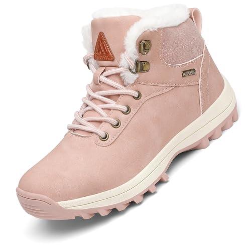 Mishansha Uomo Scarpe Invernali Donna Stivali da Neve Calda Stivaletti Impermeabili da Trekking rosa, 36 EU