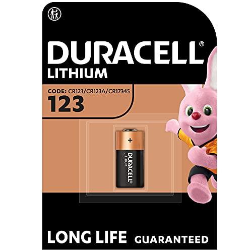 DURACELL CR123 (confezione da 1) al litio ad alta potenza da 3 V (CR123A / CR17345) – Lunga durata garantita – Pile per l’utilizzo in telecamere, torce, rilevatori di fumo