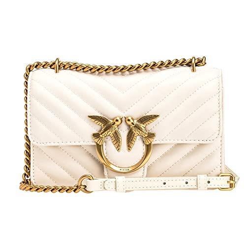 Pinko, LOVE ONE MINI DC SHEEP NAPPA C Donna, Z14Q_BIANCO SETA-ANTIQUE GOLD, size