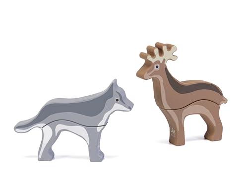 Mix o Match Animali Dolomiti Lupo-Cervo | Trudi by Sevi | Giochi in legno bimbo da tre anni | 23x6x15,5cm | Sevi Nature | modello 87865