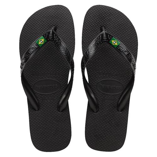 Havaianas - Top Brasil, Infradito Comode, Resistenti e Leggere con Suola Antiscivolo, Bandiera del Brasile sulle Strisce, Unisex Adulto, Nero, 43/44 EU