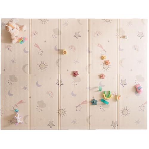 Nuby - Tappeto Gioco Bebè Imbottito Pieghevole e Reversibile - Tappetino Leggero e Morbido per Giocare sul Pavimento - Motivo Stelle e Cielo - Pavimento Imbottito per Bebè - 150x200 cm