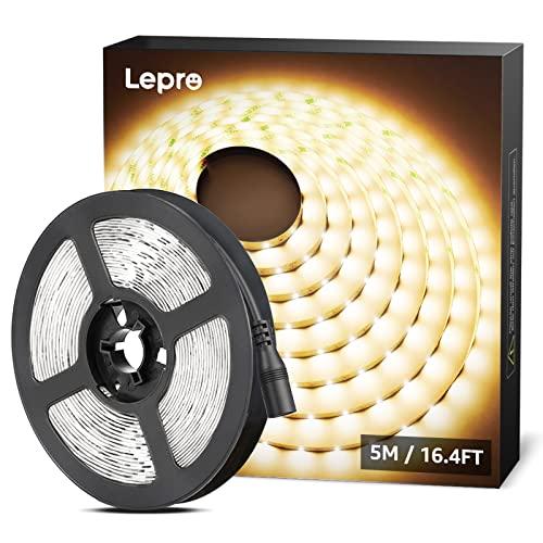 Lepro Striscia LED 5m 300 LED 2835, 16W 2300lm Luce Nastro Luminoso Bianco Caldo 3000K, Strisce LED 12V per Decorazione e Illuminazione Domestica, Magazzino, Negozio, ecc