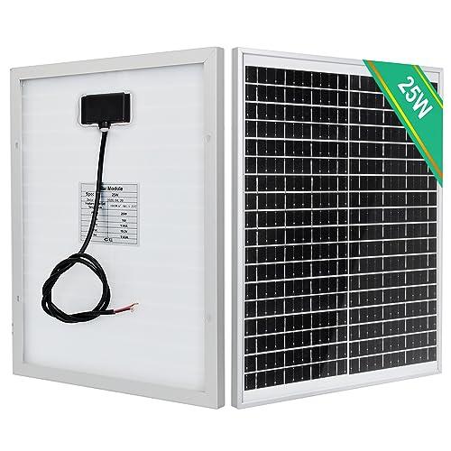 ECO-WORTHY - Pannello solare da 25 Watt, 12 Volt, IP65, pannello solare impermeabile, adatto per auto, furgone, campeggio e per viaggiare