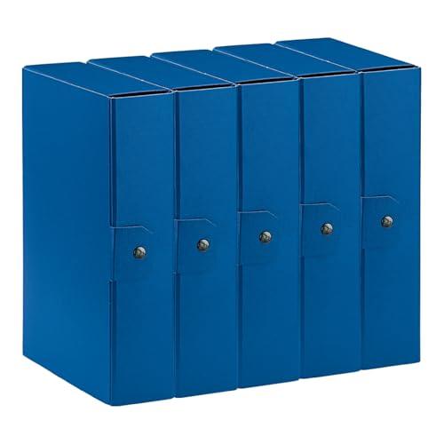 Esselte C28 EUROBOX Cartella Progetti per l'archiviazione, chiusura con bottone, 25 x 35 cm, Dorso 8 cm, Blu, Confezione da 5 pz, 390328050