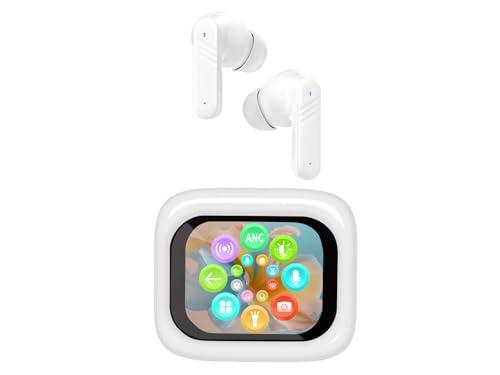 Trevi EAR 100 AID Cuffie Wireless con Traduzione Simultanea AI, ANC/ENC, Display Touch, Audio Hi-Fi, Custodia Ricarica USB-C, Controlli Smart, Bianco