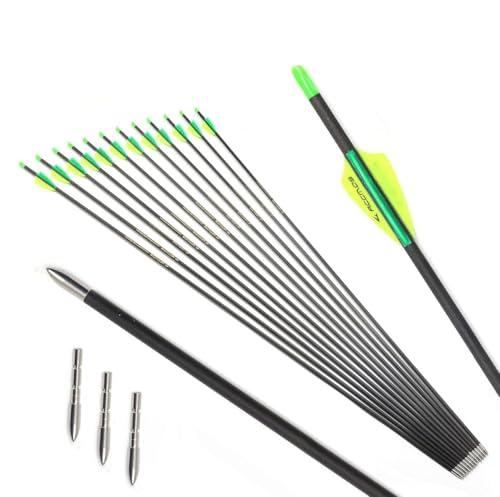 12 pezzi Caccia Frecce in Carbonio ID 4,2 mm Spine 300 400 500 600 700 800 900 1000 Freccia da Pratica per Tiro con l'arco Arco Recurve Arco Compound (31inch,Spine 1000)
