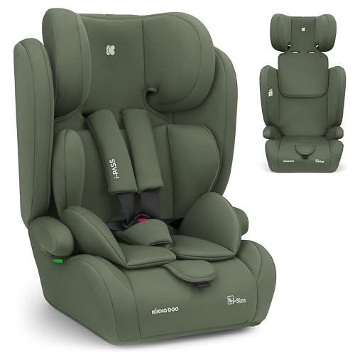 KikkaBoo Seggiolino Auto 9-36 kg Senza ISOFIX i-PASS, Gruppo 1/2/3, Da 15 Mesi a 12 Anni, i-Size 76-150 cm, Poggiatesta Regolabile 13 Posizioni, Verde militare