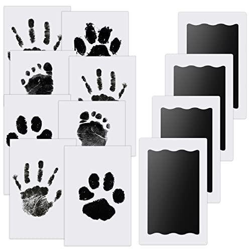 Nabance 4 Pcs Set Impronte Bimbi, Kit Impronta Mani e Piedi Neonati, Kit Impronta Cane, Sicuro e Non Tossico, per Neonati da 0 a 6 Mesi [Nero]