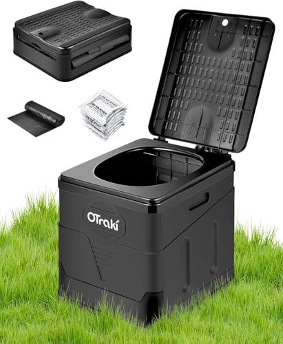 OTraki Toilette Portatile Pieghevole Max 150 kg con Coperchio per Campeggio