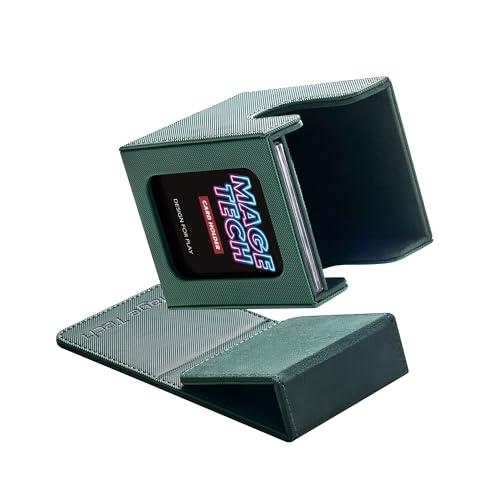 Mage Tech Commander Deck Box Lite - Display per carte con mini porta carte a scatto e copertura rimovibile, adatta a oltre 100 carte a manica singola, ideale per MTG, PTCG, OPCG, SWU e altro (verde)