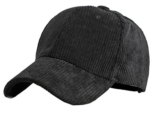 GIBZ Cappellino da Baseball Classic Unisex, Cappello da Sole in Velluto a Coste Regolabile con Visiera Curva, Berretto per Sport, Nero
