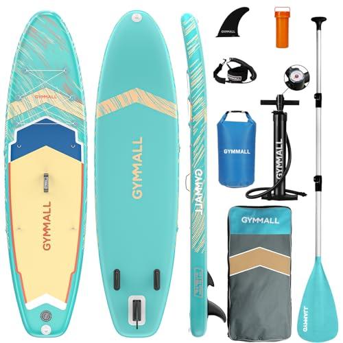 GYMMALL SUP Gonfiabile, Tavola SUP Gonfiabile per Adulti e Ragazzi di Tutti i Livelli, Design Ampio e Antiscivolo della Tavola, con Accessori Premium e Borsa Storage Inclusi