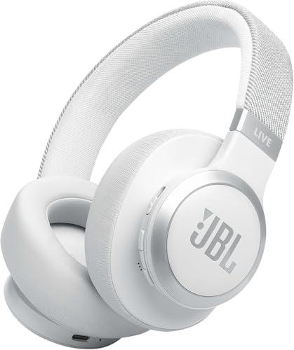 JBL Live 770 NC Cuffie Over-Ear Bluetooth Wireless, con Cancellazione Adattiva del Rumore, SmartAmbient, Personi-Fi 2.0, JBL Surround, Connessione Multipoint, fino a 65 Ore di Autonomia, Bianco