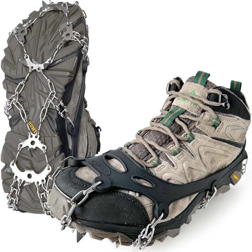EWENYS Ice Tacchetti, Ramponi per Scarponi Antiscivolo a 19 Denti, per Scarpe da Ghiaccio, per Passeggiate Invernali, Caccia