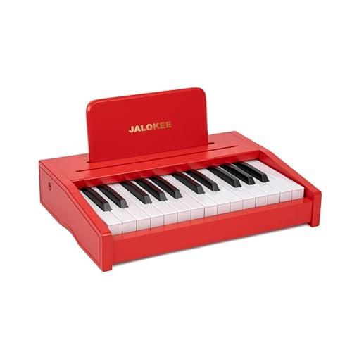JALOKEE Tastiera per pianoforte per bambini, pianoforte digitale per bambini, strumento musicale educativo giocattolo, pianoforte in legno per ragazze e ragazzi (Rosso, 25 Tasti)