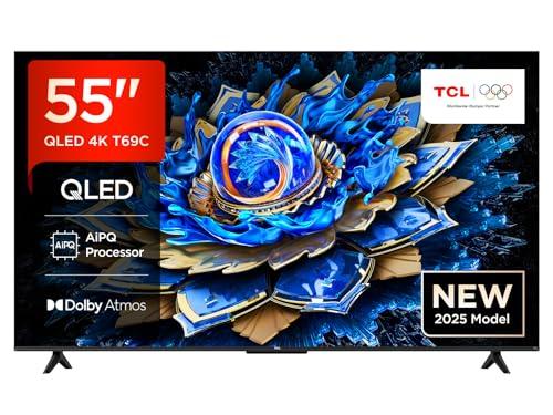 TCL 55T69C 55” QLED 60HZ 4K HDR, Google TV, Smart TV (Dolby Vision & Atmos, Motion clarity, compatibile con Google Assistant & Alexa), 2025