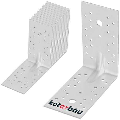 KOTARBAU® 12 Pezzi Staffa Angolare - Acciaio Zincato - 150 x 150 x 80 mm - Argento - Staffe Angolari per Legno - Squadretta Angolare 90 Gradi - Resistente alla Corrosione