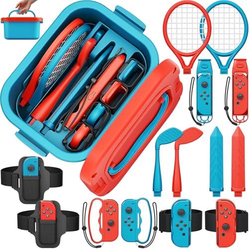 Deruitu Set di accessori sportivi 15 in 1 per Nintendo Switch/ giochi OLED, kit di accessori per giochi sportivi Switch, set di accessori per giochi Family Party Pack per giochi sportivi Switch OLED