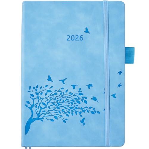 Agenda 2026 Giornaliera A5 Un Giorno per Pagina, Divisori Mensili, Portapenne, Tasca Interna, Pagine per Nota, Contatti, Elastica, Copertina Rigida in Pelle PU, 12 Mesi Diario Gennaio a Dicembre