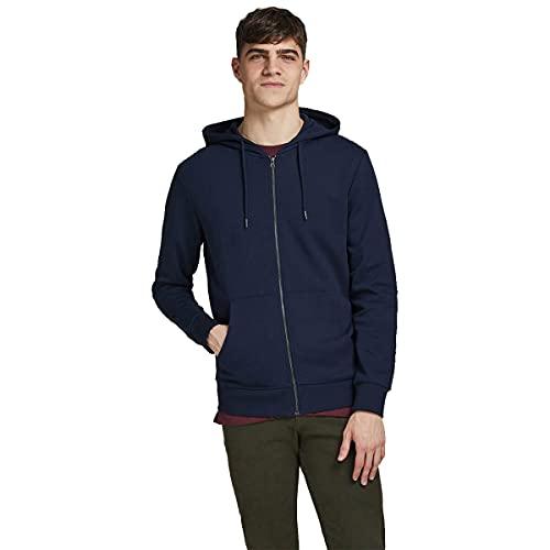 JACK & JONES Jjebasic Sweat Zip Hood Noos Felpa Sportiva con Cappuccio, Blu (Navy Blazer), L Uomo