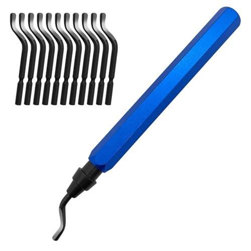 Skythrive Sbavatore di Attrezzi Set, Sbavatura Strumento Universale, Set Attrezzi con 11 Lame BS1010 360° per Stampe 3D, Tubi, Plastica, Alluminio, Rame, PVC e Acciaio