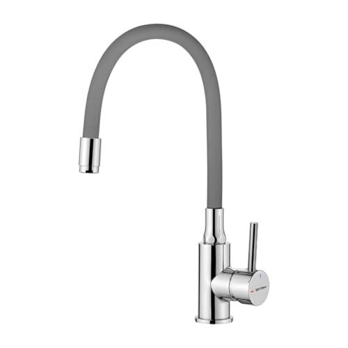 GRIFEMA GRIFERÍA DE COCINA-G4002-9 Rubinetto da Cucina Grigio con Beccuccio Universale Girevole, Miscelatore per Cucina (G3/8 Pollici), Cromo