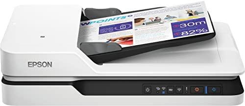Epson Workforce DS-1660W scanner A4 piano WiFi, velocità 25 pagine minuto in b/n e colore, Alimentatore Automatico 50 fogli, include software per acquisizione, salvataggio e condivisione documenti