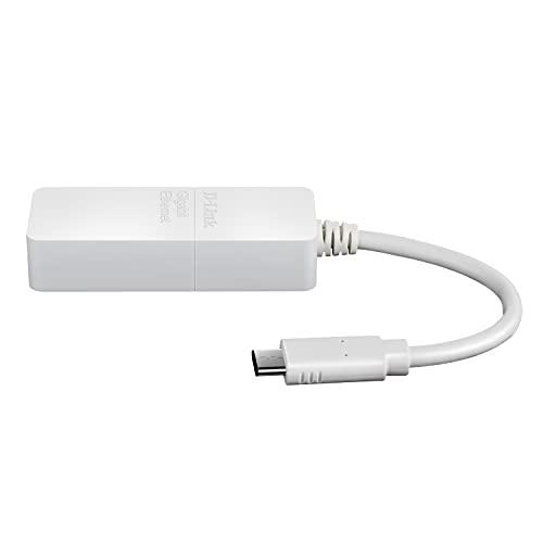 D-Link Adattatore di Rete da USB 3.0 a Gigabit 10/100/1000 Mbps su Connettore RJ45, Alloy Steel, Bianco, USB-C