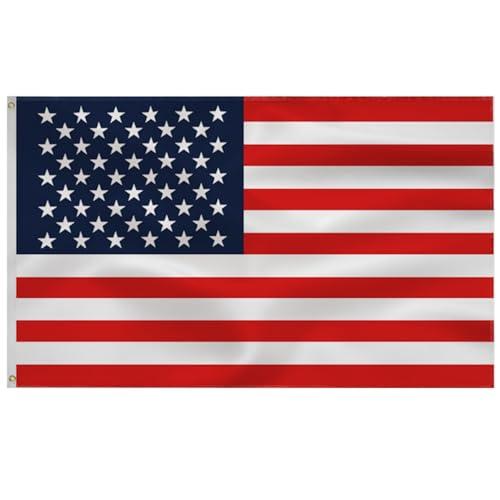 Bandiera americana 3 x 5 FT, bandiera americana, bandiera americana, per interni ed esterni, in poliestere di qualità con bordi in ottone a doppia cucitura, decorazione USA FLAG