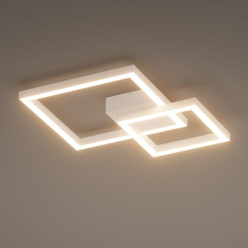 Klighten Plafoniera Led Soffitto 35W 2400LM, Lampada da Soffitto Moderna, Plafoniera Decorativa Alluminio per Soggiorno Cucina Corridoio Camera da Letto, 36 x 36 x 6 cm, Bianco Caldo 3000K, Bianco