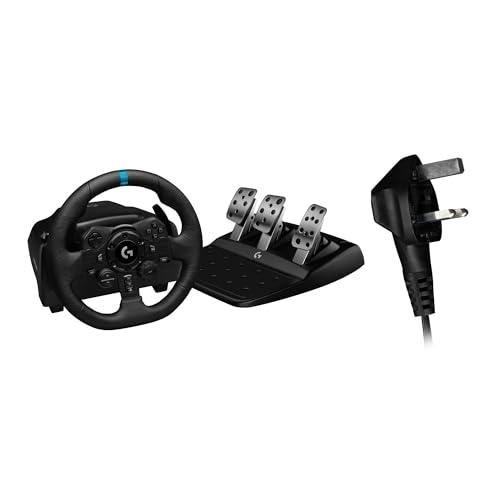 Logitech G923 USB Volante da Corsa e Pedali per PS5, PS4 e PC, UK Inglese Spina di Alimentazione Tipo G, Nero