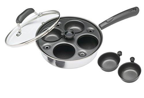 KitchenCraft Egg Poacher, padella per uova in acciaio al carbonio, padella per 4 uova, 21 cm (11''), argento