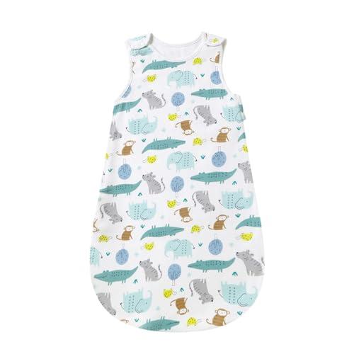 Mosebears Sacco nanna estivo primaverile animal Cartoon coperta lavabile 1.0 tog per bambini, sacco a pelo senza maniche (paradiso animale, 6-12 mesi)